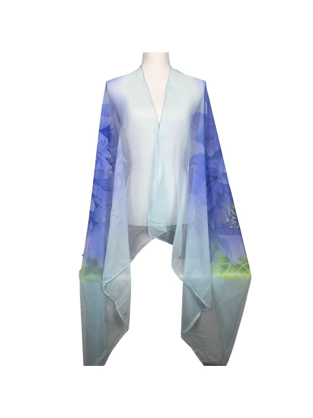 SHEER WOMEN'S FLORAL DRAPE WRAP – 58" x 68" – OPEN NECK SPLIT – ONE SIZE